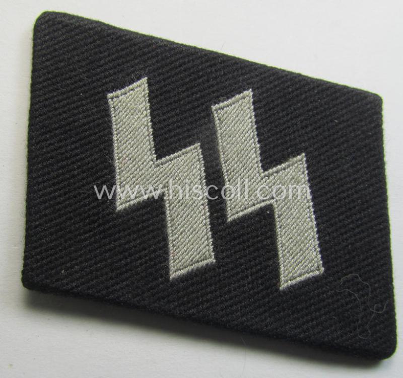 Superb - and 'virtually mint'! - Waffen-SS - so-called: 'BeVo'-woven, enlisted-mens'- (ie. NCO-) type so-called: 'runes'-collar-tab as was intended for usage by the soldiers (ie. NCOs) of the Waffen-SS throughout the war