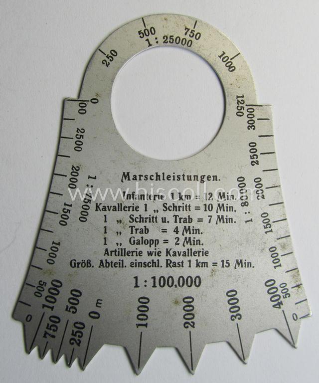 Neat, WWII-period WH 'Marschabstände- o. Winkel-Messgerät' being an example as executed in silver-coloured- and/or aluminium-based material as was (presumably) produced by the: 'Esero'-company