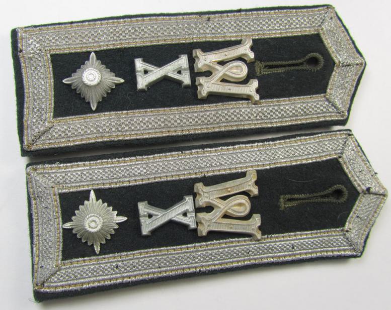 Fully matching pair of WH (Heeres), early- (ie. pre-) war-period, 'M36'-pattern (pointed-styled-), 'cyphered'- ie. generic-styled-, NCO-type shoulderstraps, as was intended for a: Feldwebel eines Wehrersatz-Dienstelle im Wehrkreis X'