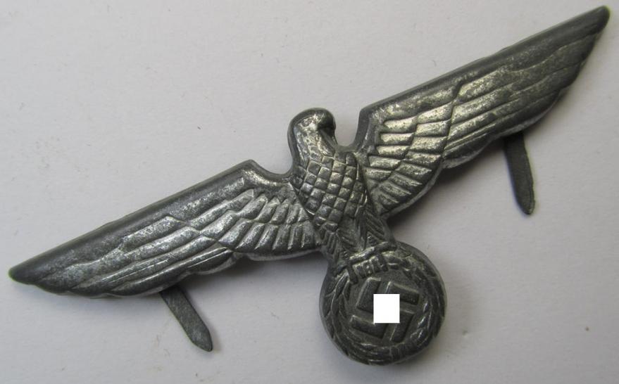 WH (Heeres) zinc-based, EM- (ie. NCO- or even officers') type visor-cap-eagle being a detailed and non-maker-marked example that comes in a very nice- (ie. never cap-attached-), condition