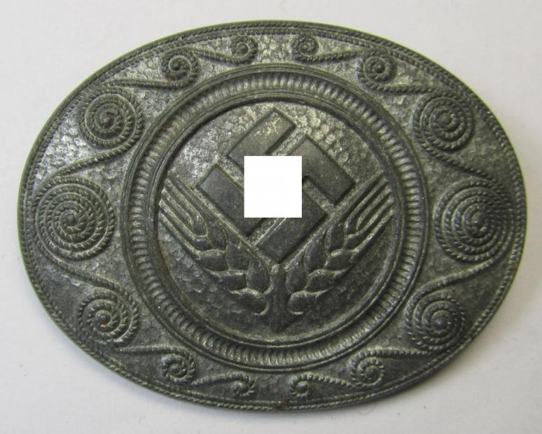 'Reichsarbeitsdienst der weiblichen Jugend' (or: RADwJ ie.: Womens Labor Service) so-called: 'Erinnerungsbrosche' (or: commemorative brooch), being a neatly maker- (ie. 'ANG'-) marked example as was executed in zinc-based metal
