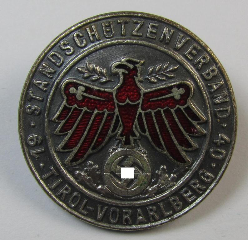 Attractive - and unusally seen! - multi-coloured enamelled, smaller-sized, so-called: 'Gauleistungsabzeichen in Silber 1940 des Standschützenverbandes Tirol-Vorarlberg'