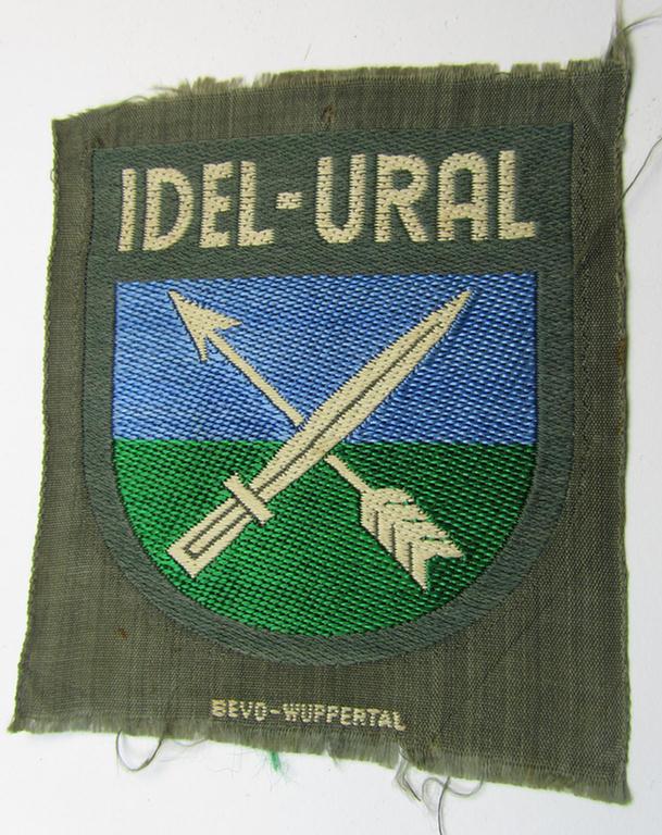 Attractive, 'BeVo'-pattern armshield entitled: 'Idel-Ural' (being a 'virtually mint- ie. unissued' example as was intended for a volunteer who served within the 'Deutsche Wehrmacht' ie. within the 'Volga Tartar Legion')