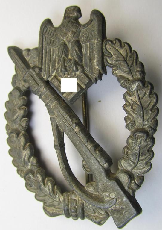 Neat, 'Infanterie Sturmabzeichen in Silber' (or: silver-class infantry-assault-badge ie. IAB) being a non-maker-marked, so-called: 'solid-back'-example as was (I deem) produced by the: 'S.H.u.Co'- (ie. 'Söhni u. Heubach'-) company