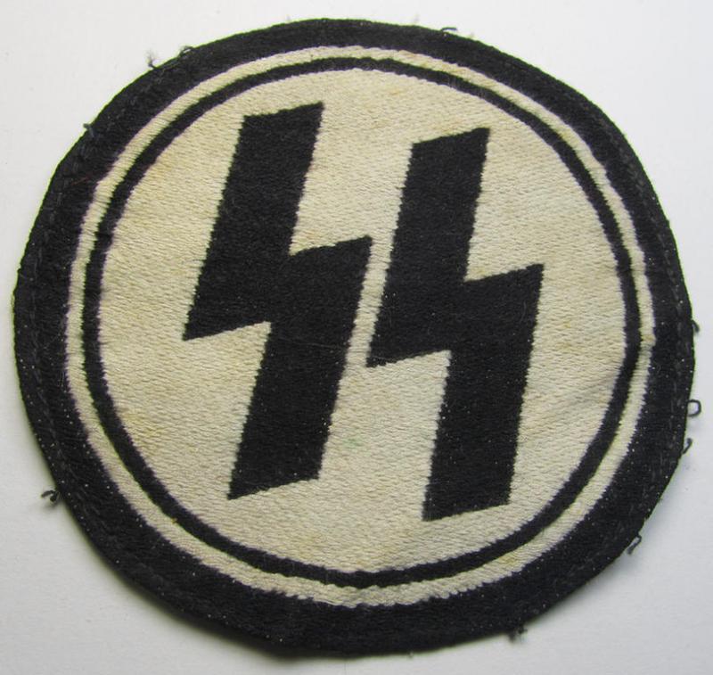 Superb, Waffen-SS sport-shirt emblem as executed in the neat 'BeVo'-weave pattern that comes in an overall nice- (albeit clearly used- ie. most certainly once sports-shirt-attached-), condition