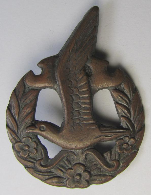 Superb - and presumably Dutch-produced! - example of a (female) NJS- (or: 'Nationale Jeugdstorm'-) related youth-sports-badge of the bronze-class (being an attractive example that shows a unique, serial-number that reads: '1084')