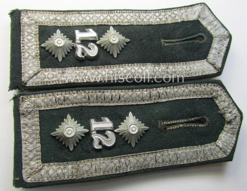 Attractive - and matching! - pair of WH (Heeres), early- (ie. pre-war-) period, 'M36 o. M40'-pattern- (ie. pointed-styled) 'cyphered' shoulderstraps as was specifically intended for usage by an: 'Oberfeldwebel des Infanterie-Regiments 12'