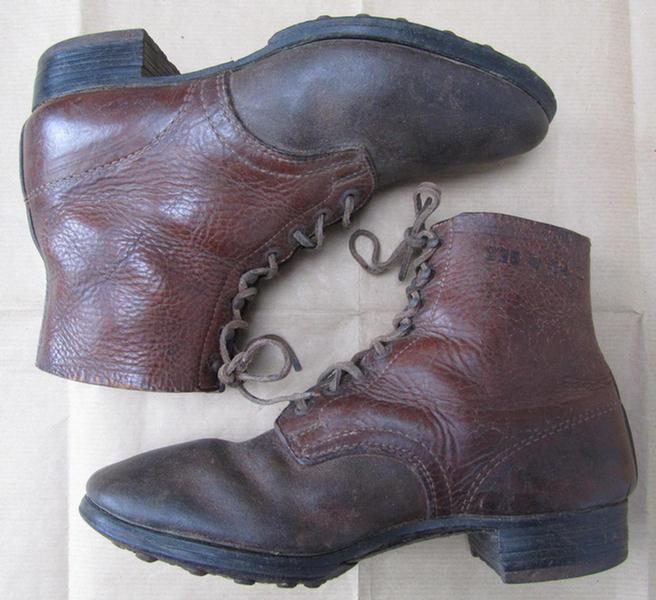  Pair of brown leather WWII German low-boots