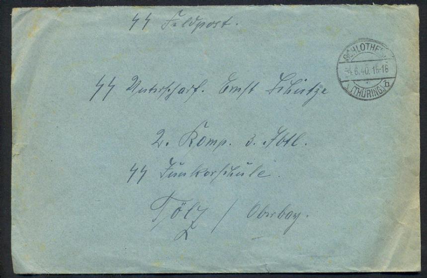 Neat SS-'Feldpost'-cover, addressed to a 'Junker' ie. 'SS- Unterscharführer', who served at the SS-Junkerschule Bad Tölz in 1940 - nice condition!