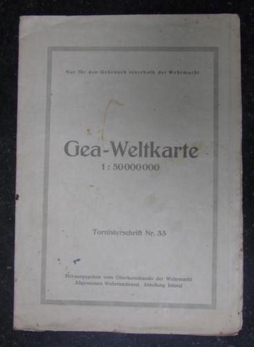 Small ie. 4-pieced paper-grouping, comprising of 3 WH (Heeres) maps ie. 'Karten' (all marked: 'nur für Gebrauch innerhalb der Wehrmacht') and 1 WH (Kriegsmarine) map, entitled: 'Kriegskarte der Nordsee' - all 4 in complete, albeit clearly used, condition