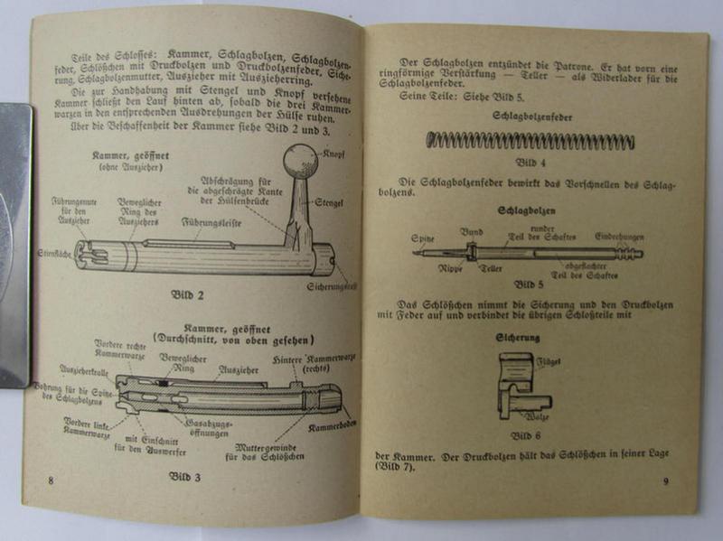 Very nice - and rarely encountered! - small-sized WH instruction-booklet entitled: 'Das Gewehr 98 und seine Handhabung' (= instruction-/training manual for the K98 rifle) - very nice & only slightly used condition!