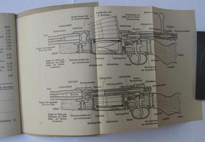 Very nice - and rarely encountered! - small-sized WH instruction-booklet entitled: 'Das Gewehr 98 und seine Handhabung' (= instruction-/training manual for the K98 rifle) - very nice & only slightly used condition!