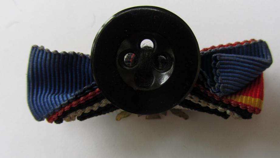 Neat - and actually unusually encountered! - WH (Heer) 5-pieced ribbon-bar or: 'Feld-/Bandspange' as mounted on a so-called: 'button-hole set-up' - overall nice, albeit used ie. worn condition! 
