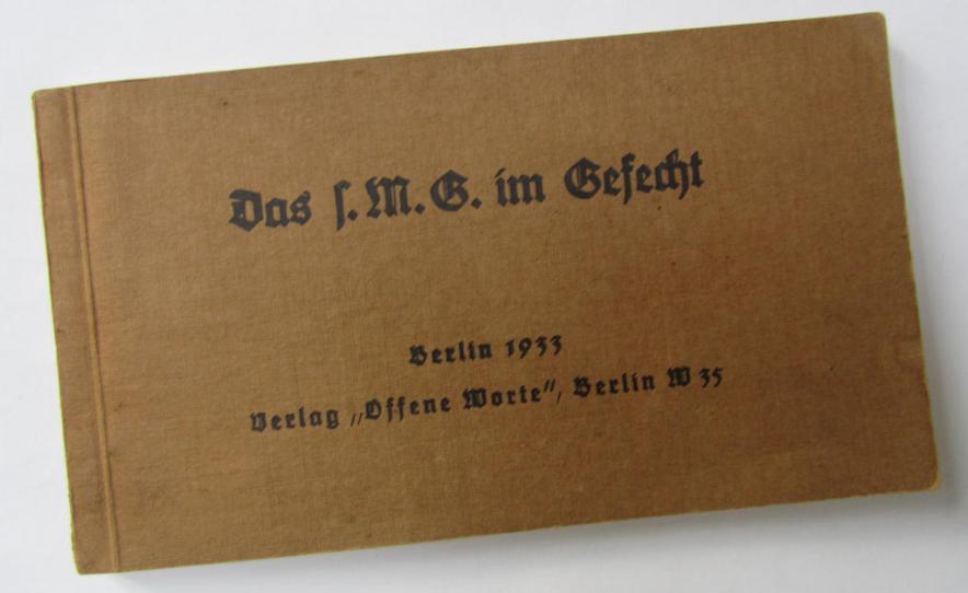 Very nice - and actually rarely encountered! - small-sized- and very early-period-, WH (ie. RW) instruction-booklet, entitled: 'Das s.M.G. im Gefecht' (or complete instruction-manual on using heavy MG's in combat), dated: '1933' - very nice condition!