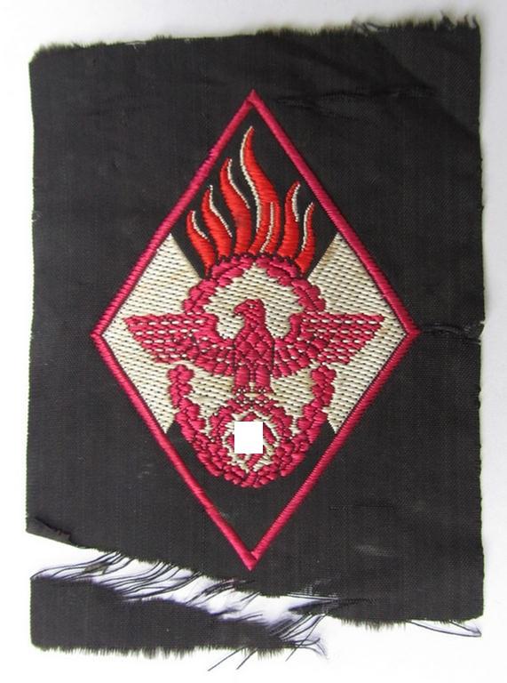 HJ ('Hitlerjugend') 'Feuerwehr Formationsabzeichen' (or: youth fire-fighter badge ie. 'Raute'), which is neatly executed in 'BeVo'-weave pattern