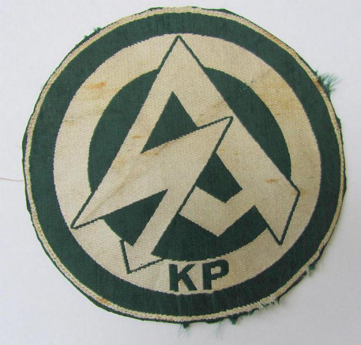 Neat - and actually scarcely encountered! - SA (ie. 'Sturmabteilungen') 'BeVo'-woven sport-shirt insignia (of the third ie. final type-) as was intended for - and worn by! - a member within the: 'Gruppe Kurpfalz' (KP)