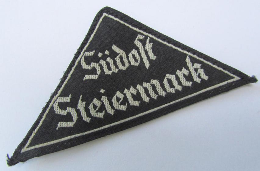 Neat, 'HJ' ('Hitlerjugend') ie. 'BDM' ('Bund Deutscher Mädel') district-triangle (ie. 'Gebietsdreieck') entitled: 'Südost Steiermark'
