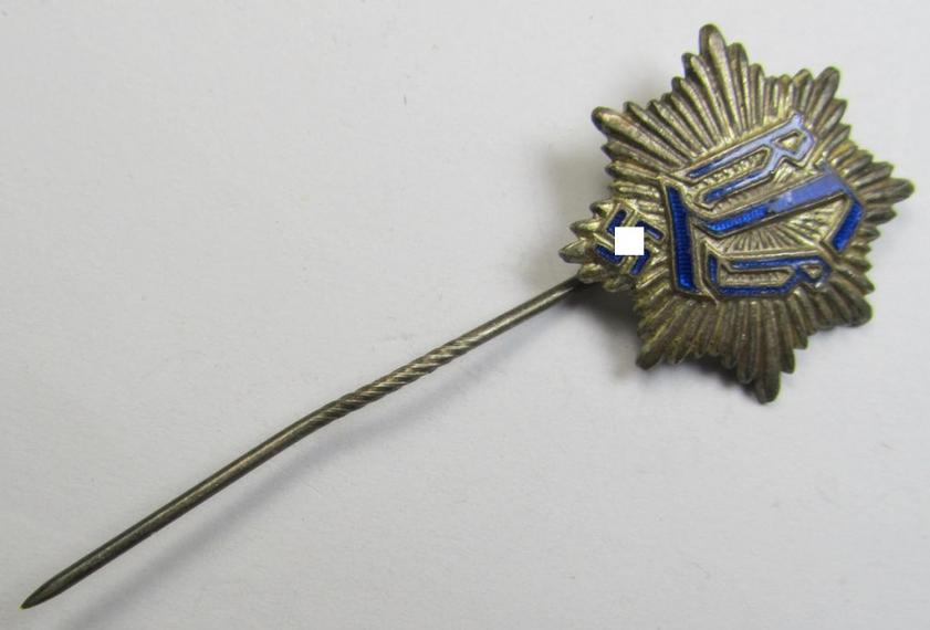Attractive, semi-enamelled RLB- (ie. 'Reichluftschützbund') 'Zivilabzeichen' or: civil-attire badge (of the first pattern), bearing a neat makers-mark ('Hoffstätter') and patent-pending- (ie. 'Ges.Gesch.'-) marking on its back