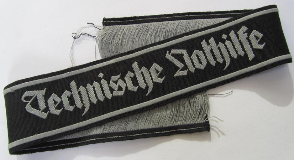 Attractive - and actually scarcely encountered! - example of a cuff-title (ie. 'Ärmelstreifen') entitled: 'Technische Nothilfe' (= 'TeNo'), being an example as was woven in the neat 'BeVo'-weave pattern