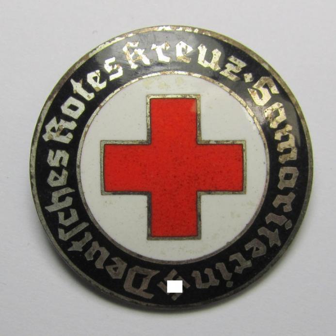 Neat - and actually scarcely encountered! - DRK (ie. 'Deutsches Rotes Kreuz' or German Red Cross) so-called: nurses'-badge entitled: 'Samariterin', being an attractive and patent-pending- (ie. 'Ges.Gesch.'-) marked example