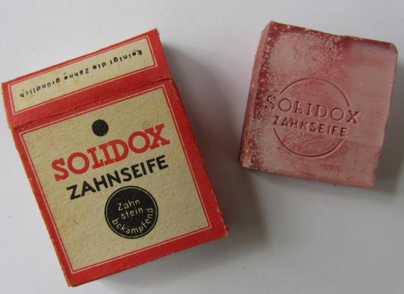 Unusual equipment-item: German WWII-era toothpaste (ie. 'Zahnseife') of the make 'Solidox' that comes in a mint- ie. unissued, condition
