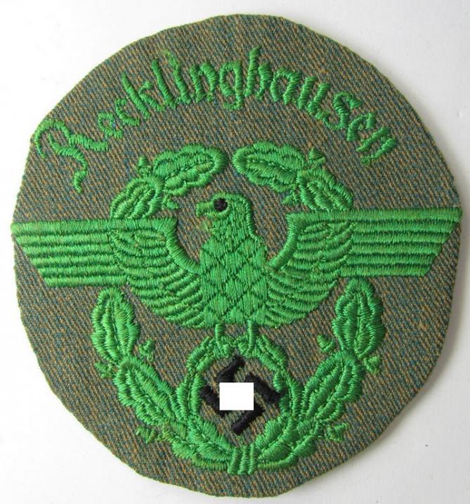 Police (ie. 'Polizei'/'Gendarmerie'-related-) armbadge (ie. arm-eagle) - being a scarcely encountered! - summer-tunic version that was intended for a member within the: 'Polizei Recklinghausen'