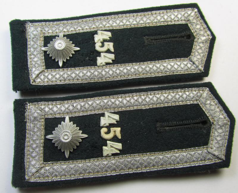 Fully matching pair of WH (Heeres), early- (ie. pre-) war-period, 'M36'-pattern (pointed-styled-) and generic-pattern, 'cyphered' NCO-type shoulderstraps as was intended for a: 'Feldwebel des Infanterie-Regiments 454'