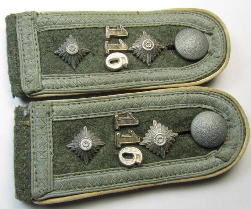 Attractive - and fully matching! - pair of neatly 'cyphered' WH (Heeres) 'M43'-pattern shoulderstraps as was intended for usage by an: 'Oberfeldwebel des Infanterie-Regiments 116' and that comes as recently found