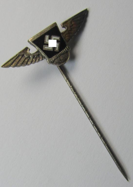 Membership-lapel-pin as was intended to signify (reservist) membership within the: 'Sturmabteilungen der N.S.D.A.P. - Reserve II' ie. 'SAR') being a maker-marked example that bears a: 'Ges.Gesch.'-patent-pending-designation on its back