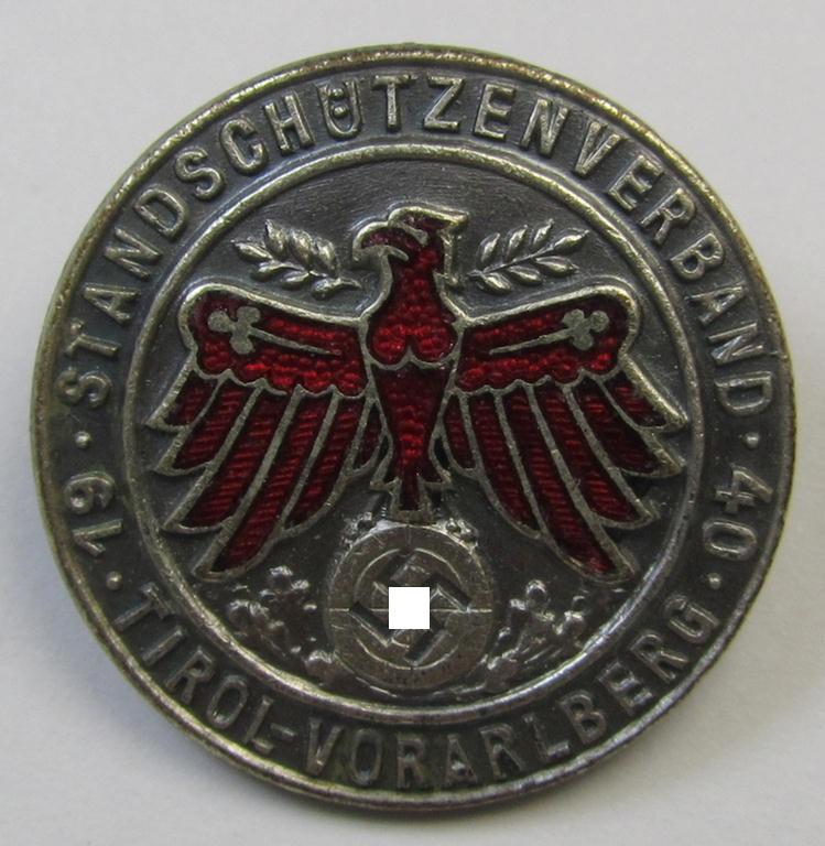 Attractive - and unusally seen! - multi-coloured enamelled, smaller-sized, so-called: 'Gauleistungsabzeichen in Silber 1940 des Standschützenverbandes Tirol-Vorarlberg'