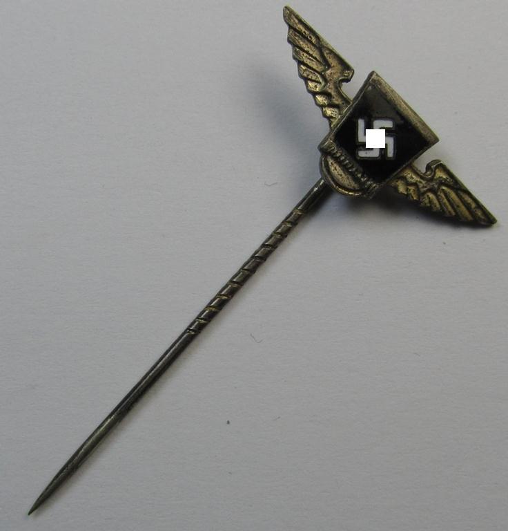 Membership-lapel-pin as was intended to signify (reservist) membership within the: 'Sturmabteilungen der N.S.D.A.P. - Reserve II' ie. 'SAR') being a maker-marked example that bears a: 'Ges.Gesch.'-patent-pending-designation on its back