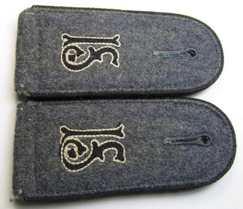 Superb - and scarcely found! - fully matching pair of neatly 'cyphered' WH (Luftwaffe), enlisted-mens'-type shoulderstraps as was specifically intended for a: 'Soldat eines Luftschütz-Abteilung (mot)'