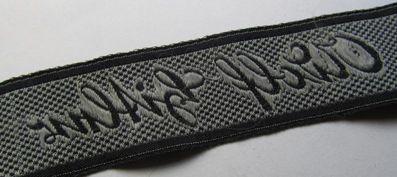 Stunning, Waffen-SS 1943/44-pattern cuff-title (ie. 'Ärmelstreifen') as executed in typical 'BeVo'-weave-pattern as was intended for a member within the: 1. SS-Panzer-Division 'Leibstandarte SS Adolf Hitler'