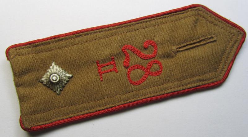 Attractive - albeit regrettably single! - early-pattern, so-called: 'Allgemeine-HJ' (ie. 'Hitlerjugend') shoulderstrap as was intended for usage by a: 'Kameradschaftsführer' who was attached to the: 'Bann 28 - II' (Bann 28 = Bann Mittelrhein)