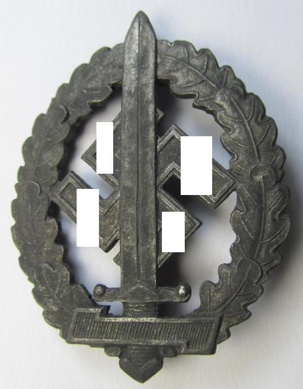 Attractive - and actually rarely seen! - so-called: 'SA-Sportabzeichen für Kriegsversehrten' (ie.: SA-sports'-badge for the war-disabled) being a detailed example that is nicely maker- (ie. 'RzM M1/100'-) marked on its back
