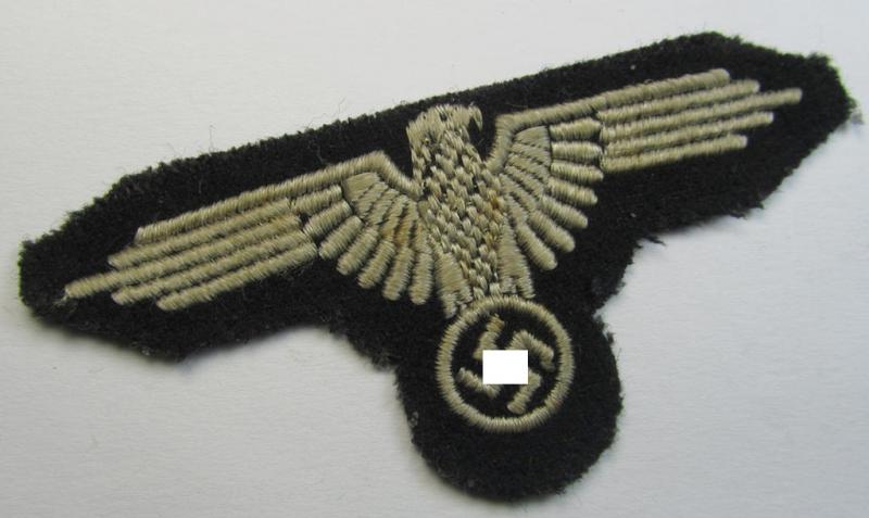 Superb example of a mid- (ie. later-war-) pattern, 'SS' (ie. 'Waffen-SS') so-called: 'RzM-style' enlisted-mens'-/ie. NCO-pattern arm-eagle as was intended for usage by the various Waffen-SS troops throughout the war
