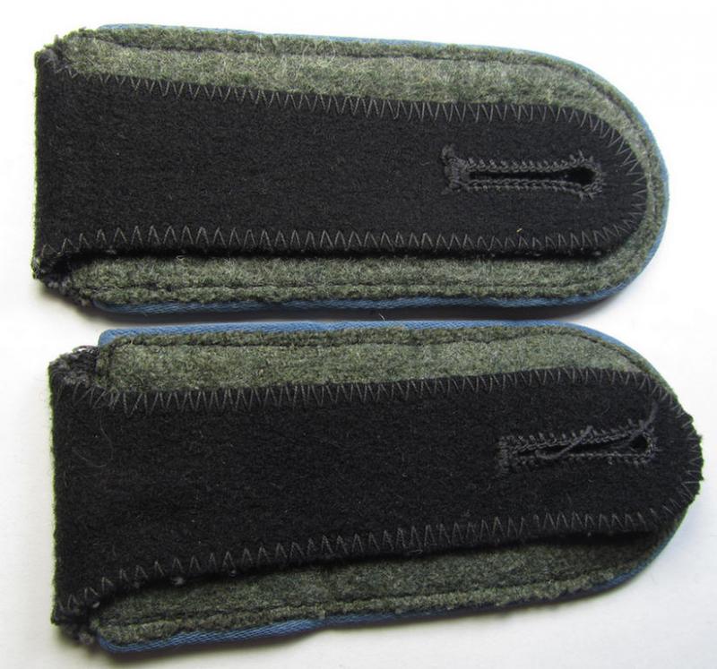 Attractive - and/or fully matching! - pair of Waffen-SS, enlisted-mens'-type shoulderstraps as piped in the light-blue-coloured branchcolou, as was intended for usage by a soldier who served within the: 'Waffen-SS Nachschub-Truppen'