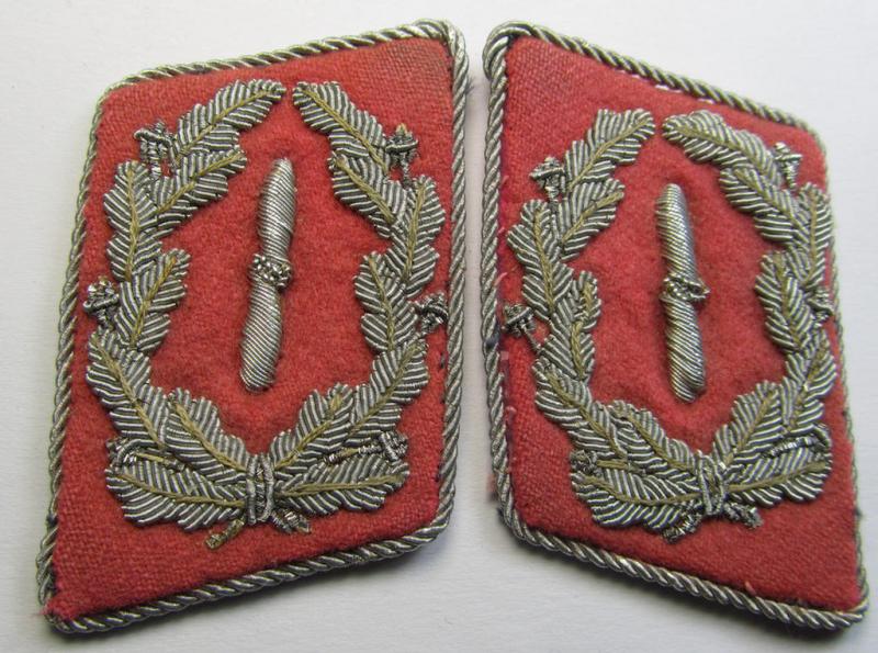 Fully matching - and actually scarcely encountered! - pair of WH (Luftwaffe) collar-tabs (ie. 'Kragenspiegel') as was intended for usage by a: 'Flieger-Stabsingenieur' (being a rank similar to: 'Major')