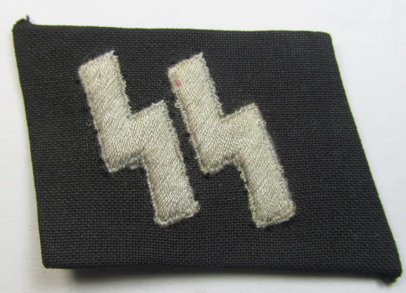 Hiscoll Military Antiques | Superb - and 'virtually mint'! - example of a  Waffen-SS EM- (ie. NCO-) pattern 'runes'-collar-tab (ie. 'Kragenspiegel')  being a 'standard-issued'- (ie. 'RzM'-) pattern example as executed on  (smooth-type)