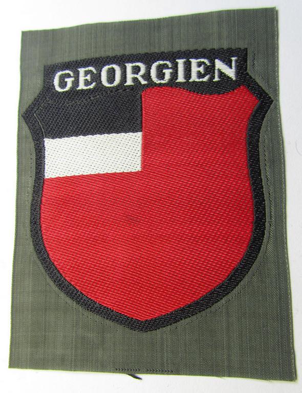 'BeVo'-type armshield entitled: 'Georgien' (being a 'virtually mint- ie. unissued' example as intended for a volunteer who served within the 'Deutsche Wehrmacht' ie. within the 'Georgisches Legion')