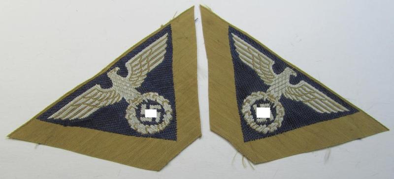 Attractive, SA-related cap-eagle as was intended for the: 'Lagermütze' (ie. side-cap) being an example as woven on a darker-blue-coloured background and as such intended for members within the: 'SA-Gruppe Hansa o. Hessen'