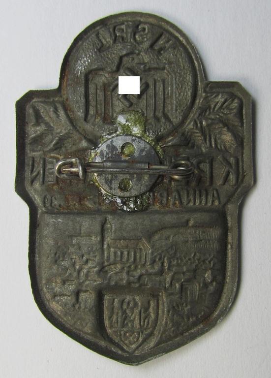 Commemorative, typical zinc- (ie. tin-) based- and/or: silver-coloured, NSRL-related 'tinnie' being a non-maker marked example bearing the text: 'Kreistreffen Annaberg - 8.9.-7-1939'