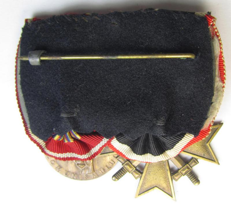 Superb - and truly unusually seen! - so-called: 'Doppelspange' (being of the 'non-detachable-pattern') showing resp. a: 'KvK II.Kl. mit Schw.' and a: Romanian medal: 'Kreuzzug gegen den Kommunismus'