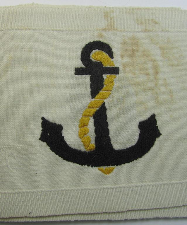 Attractive - and actually rarely encountered! - WH (Kriegsmarine) armband (or: 'Dienstarmbinde') as was (I deem) specifically intended for (non-graduated) staff-members within one of the naval officers'-cadet-schools