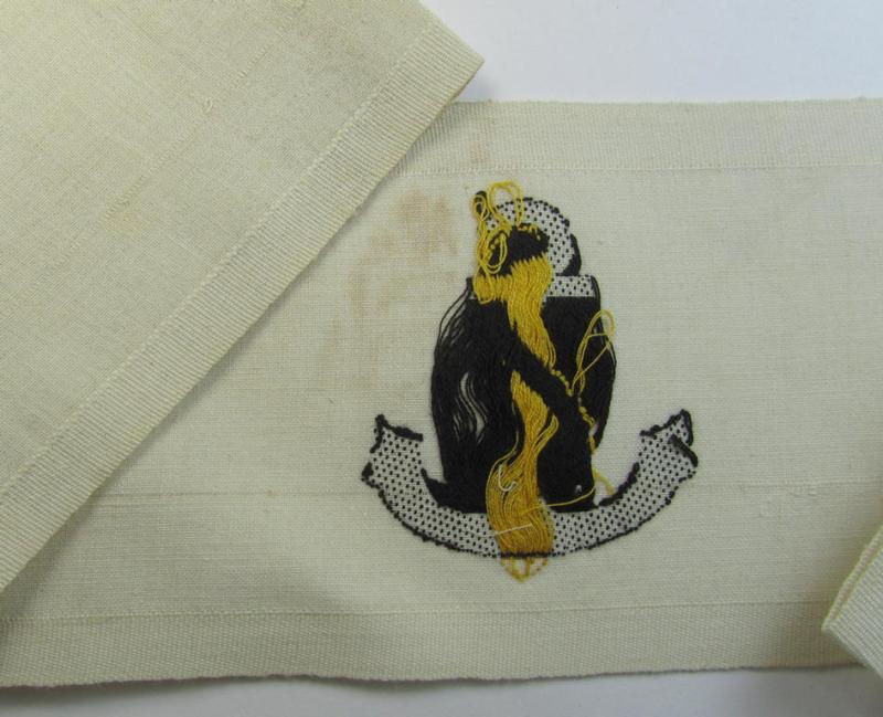 Attractive - and actually rarely encountered! - WH (Kriegsmarine) armband (or: 'Dienstarmbinde') as was (I deem) specifically intended for (non-graduated) staff-members within one of the naval officers'-cadet-schools