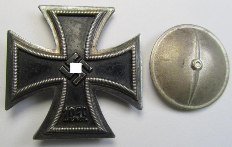 Superb, Iron Cross 1st class (or: 'Eisernes Kreuz 1. Klasse') being a moderately used- (albeit non-maker-marked) example that comes mounted onto its typical 'Schraubscheibe' as was produced by the: 'E.F. Wiedmann'-company