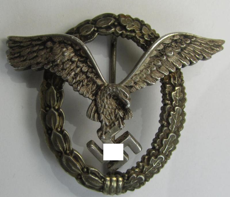 Superb - mid-war-period- and/or typical 'Buntmetall'-based - LW-war-badge (ie. 'LW-Flugzeugführer-Abzeichen' or: pilots'-war-badge) being a clearly 'B&N-L'-marked example that comes as issued and/or stored for decades