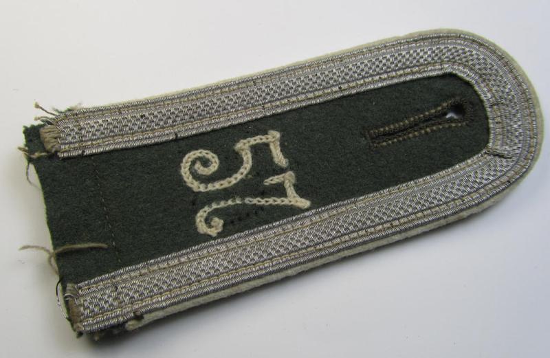 Attractive - albeit regrettably single! - (I deem) early-war-period- (ie. 'M40-type') neatly 'cyphered', WH (Heeres) NCO-type shoulderstrap as was intended for usage by an: 'Uffz. des Infanterie-Regiments 57'