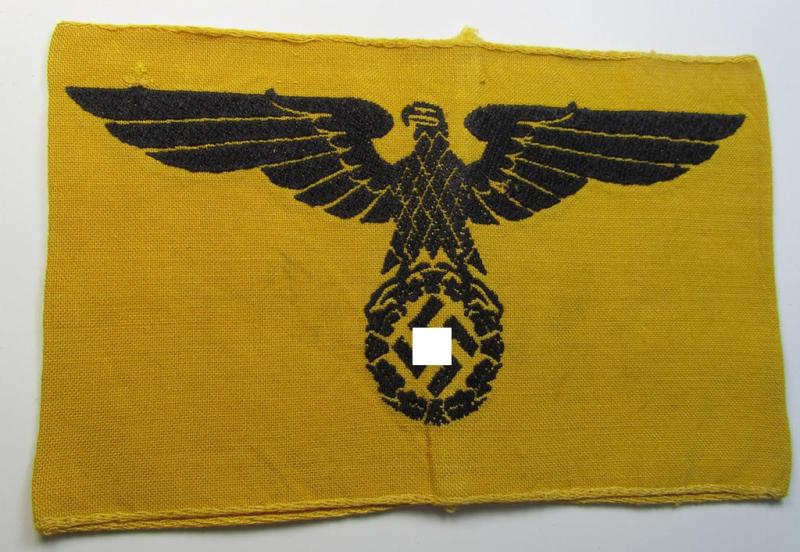 Linnen-based- and/or 'machine-woven', golden-yellow-coloured armband (ie. 'Armbinde') showing a woven eagle-device as specifically intended for (civilian) staff-members (ie. 'Zivilangestellten') of the armed forces ie. 'Deutsche Wehrmacht'