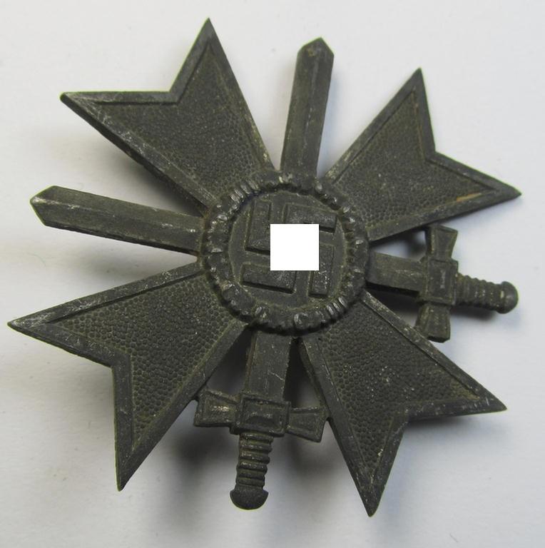 'Kriegsverdienstkreuz 1. Klasse mit Schwerter' (being a typical non-maker-marked specimen that is executed in silverish-grey-coloured and/or (typical) zinc-based metal (ie. 'Feinzink')